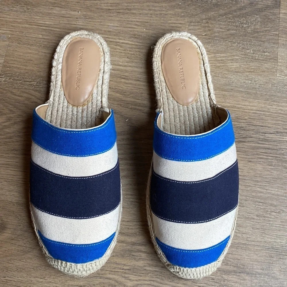 Banana Republic Canvas Espadrille Stripe Slides size 7.5